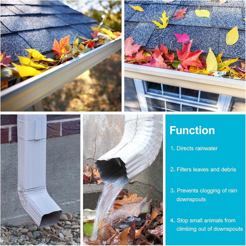 VYH 3x4 Rain Gutter Drop Outlet with Filter, Leaf Filter at The Bottom of Downspout (Gray, Pack of 2) - Image 3